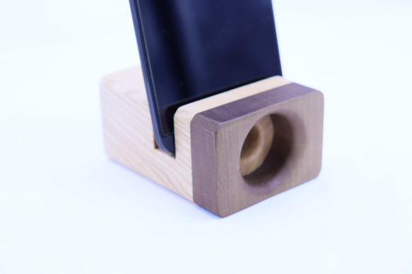 会津の天然木「スマホスタンド＆スピーカー」Aタイプ 15枚目の画像