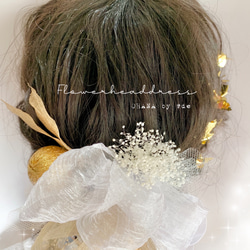 金箔付　 \ big ribbon ▶︎◀︎ /＊ふんわりゴールド　結婚式　卒業式　成人式　髪飾り　前撮り　振袖　袴 3枚目の画像