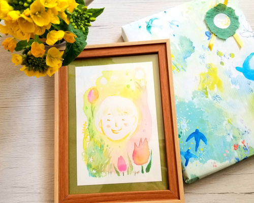 母の日 カラフルでやさしい【ふんいき似顔絵】 イラスト 旅する絵描き
