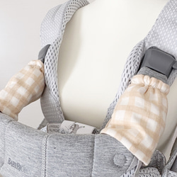 ☆ベビービョルンHARMONY、ONE、ONEKAI、アンジェレッテ用 リバーシブルよだれカバー☆ブロックチェック 5枚目の画像