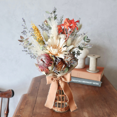 ドライフラワースワッグ 約26cm ラッピングブーケ インテリア花雑貨 壁  