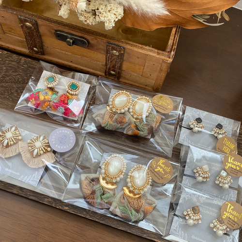 hka368 ビーズ刺繍アクセサリー♔インド刺繍リボン | こんばんは