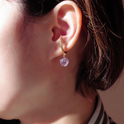 粉紅紫水晶礦物寶石耳夾 [可用石頭/可用金屬配件] 手工天然石材配件 第7張的照片