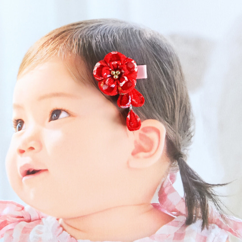 つまみ細工 髪飾り ヘアクリップ 滑り止め 初節句 ひな祭り つまみ細工 髪飾り お試し価格/七五三.ひな祭り 初節句 ベビークリップ