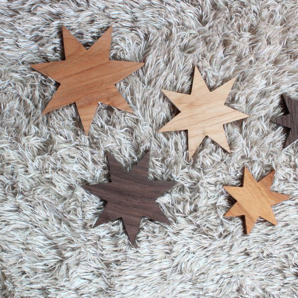 [所選類型] [免運費] 星星裝飾品 10 件套星星室內裝飾星星斯堪的納維亞裝飾木製聖誕七夕 第9張的照片