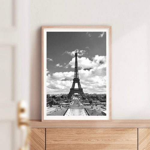 パリの夜景 モノクロアート フレーム付き パリの夜景 モノクロアート フレーム付き パリの夜景 モノクロアート