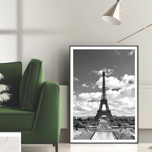 モノクロ インテリア フォト グラフィック ポスター【 エッフェル塔
