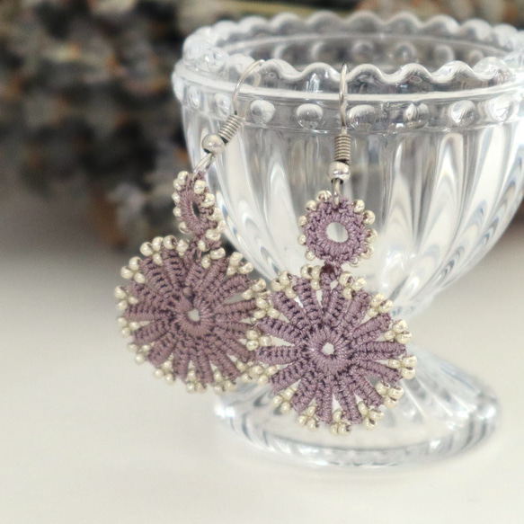 OYA crochet earrings [TAROT] Mauve 第1張的照片