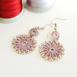 OYA crochet earrings [TAROT] Mauve 第2張的照片