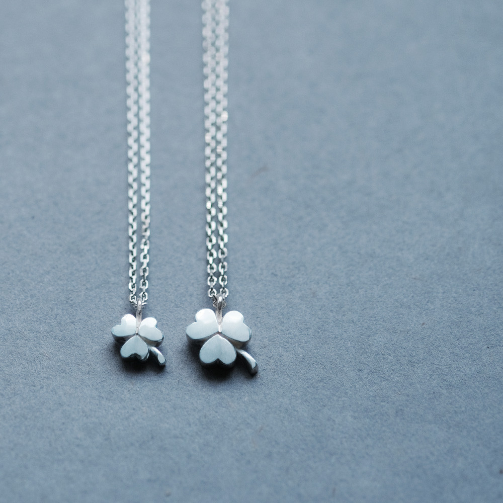 2コset) 三つ葉 クローバー ペア ネックレス シルバー925