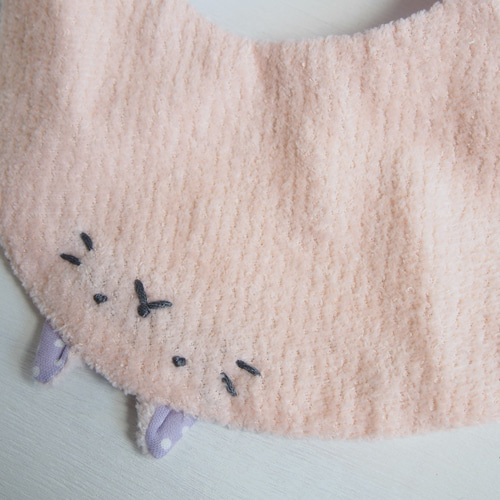 名入れ可♪リバーシブルベビースタイ 猫ちゃんピンク スタイ