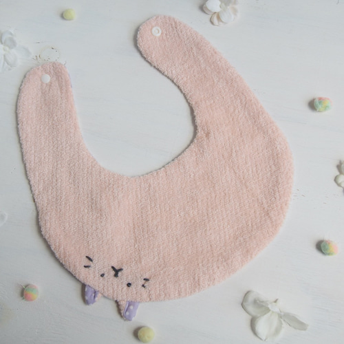 名入れ可♪リバーシブルベビースタイ 猫ちゃんピンク スタイ