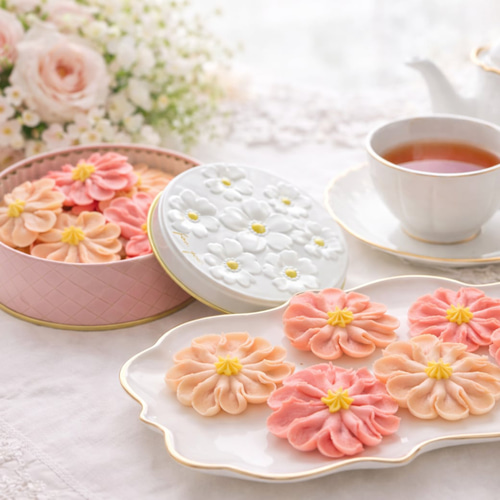 コスモス】お花のぼうろ3缶セット【紙袋付き】 焼き菓子 Flower Picnic