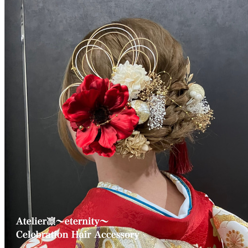 アネモネ ワインレッド 髪飾り 成人式 結婚式 卒業式 クリアフラワー