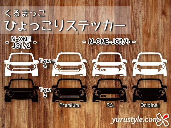 NONE★ひょっこりステッカー★くるまっこ★ユルスタ／新型N-ONE ホンダ JG1 JG2 JG3 JG4 N-ONE 1枚目の画像