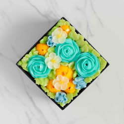 『食べられるお花のケーキ』【Mint Blue】"ミニ"ボックスフラワーケーキ＜ミニサイズ＞　 2枚目の画像