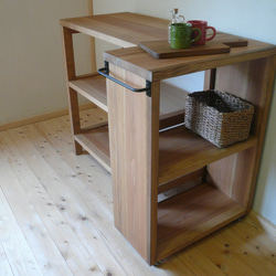 キャビネット食器棚【ガラス引き戸】引出2杯 杉無垢材 チェスト