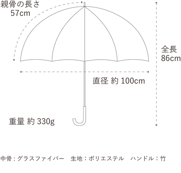 竹の傘 晴雨兼用 ミモザ  ライトグレー ALCEDO 161023 6枚目の画像