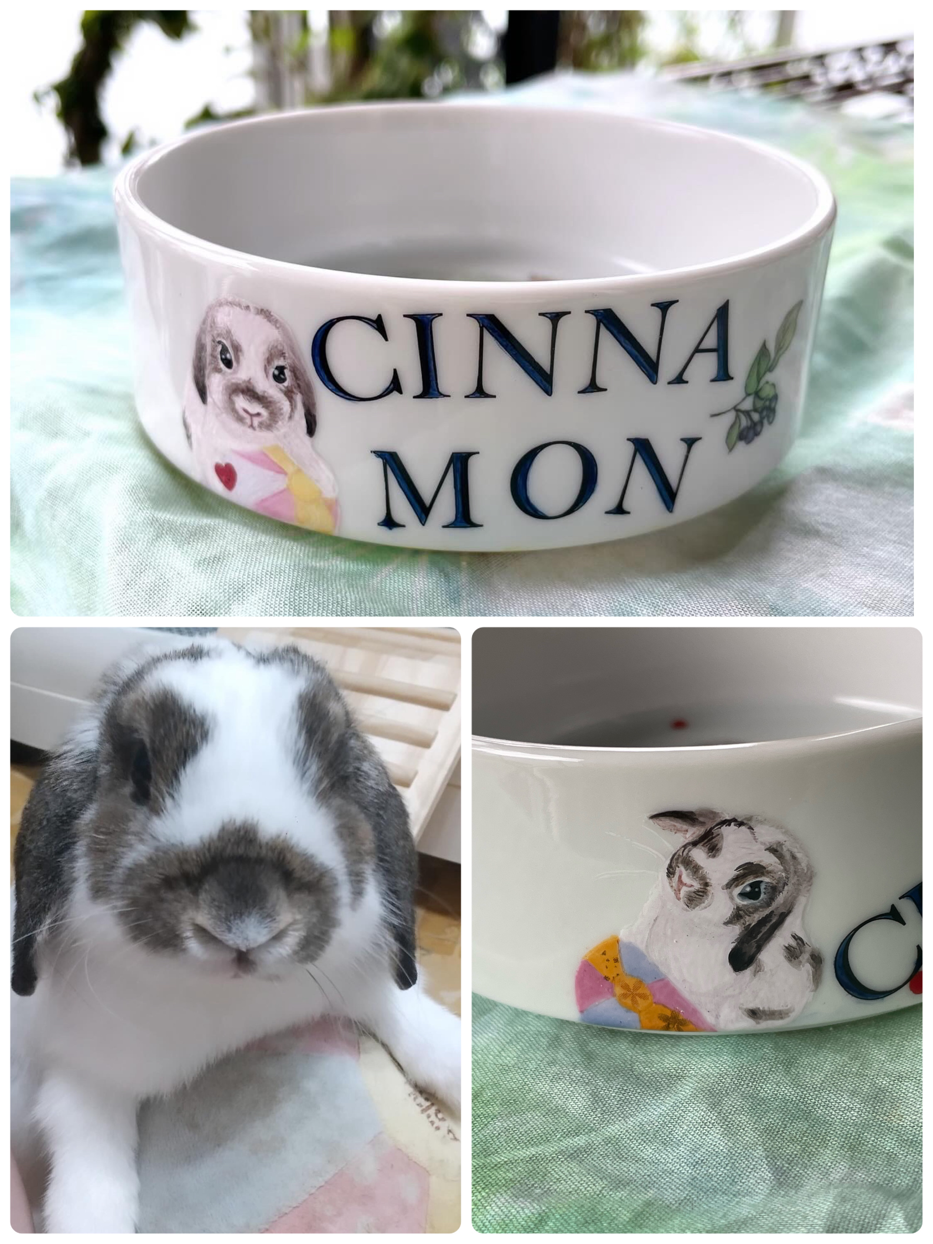 <受注制作>ペットフードボウル/名入れ・写真からの一点もの