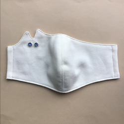 ✨再販11✨白ネコのマスク ニット  オーガニックコットンガーゼ 2枚目の画像