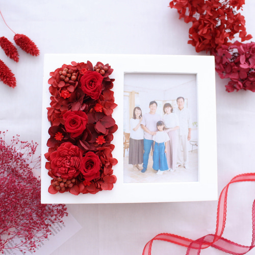 感謝と笑顔が広がる還暦祝いのフォトフレーム 写真立て プリザーブド