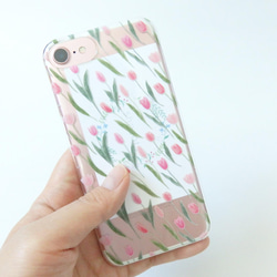 チューリップのスマホケース（クリア）iPhone7/8/SE2/XR/X/XS/11/12/13/14/15/16対応 2枚目の画像