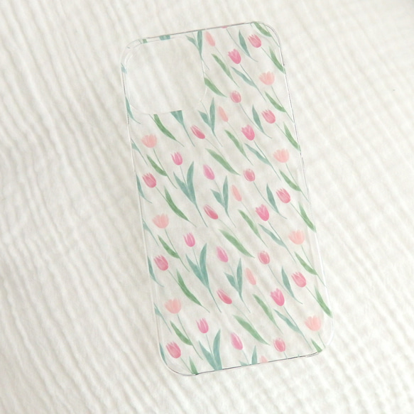チューリップのスマホケース（クリア）iPhone7/8/SE2/XR/X/XS/11/12/13/14/15/16対応 8枚目の画像