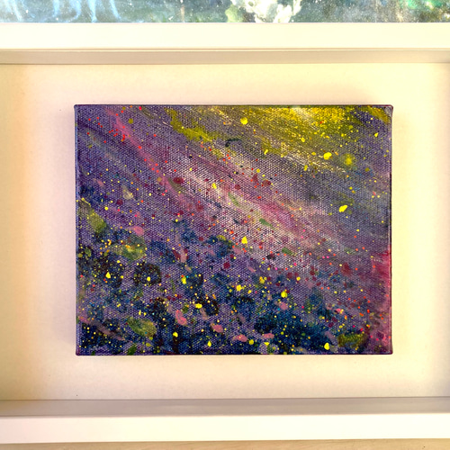 宵の庭に咲く星と ヒーリングアート 癒しの絵画 キラキラ光る