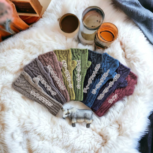 カシミア リストウォーマー 指無し手袋 ブラウン JOHNSTONS