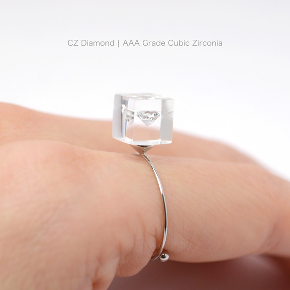【特集掲載】ジルコニアのリング 指輪 フリーサイズ シルバーカラー 誕生日プレゼント Creema限定母の日2024 4枚目の画像
