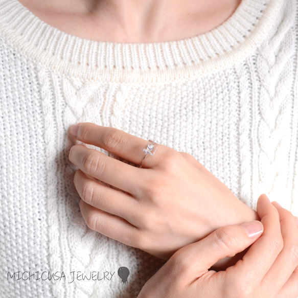 【特集掲載】ジルコニアのリング 指輪 フリーサイズ シルバーカラー 誕生日プレゼント Creema限定母の日2024 5枚目の画像