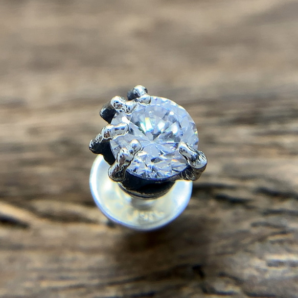 クリア シルバーピアス メンズ/シルバー925 片耳/セカンドピアス つけ