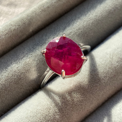 7月誕生石 大粒 ルビー 一粒 リング ロジウムコーティングシルバー925