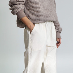 【福袋】蓬鬆大棉質披肩-UMIBE-/灰色+羚羊褲/米白色 第14張的照片
