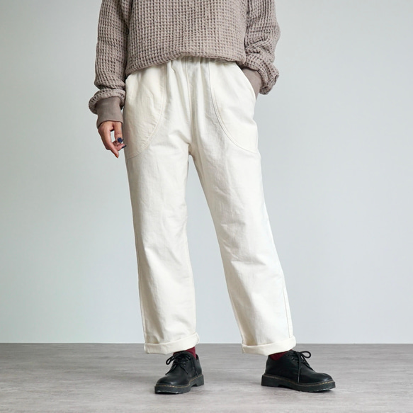 【福袋】蓬鬆大棉質披肩-UMIBE-/灰色+羚羊褲/米白色 第9張的照片