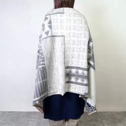 【福袋】蓬鬆大棉質披肩-UMIBE-/灰色+羚羊褲/米白色 第7張的照片