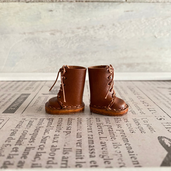 オビツ11&ミディブライス ミニチュア靴　Lタイプ　チョコ 3枚目の画像