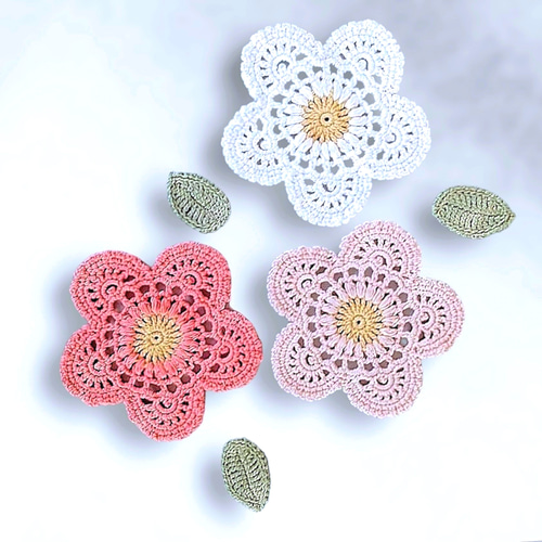 なつきち✿　ハンドメイド　レース編み　お花のコースター(10枚) ハンドメイド❀レース編みコースター2枚set❀no.1 コースター