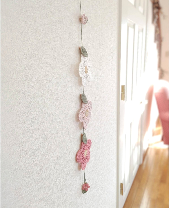 春らしい手編みのお花コースター 3枚セット　オプション＝ガーランド 19枚目の画像