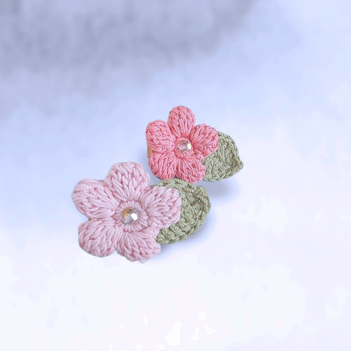 春らしい手編みのお花コースター 3枚セット オプション＝ガーランド