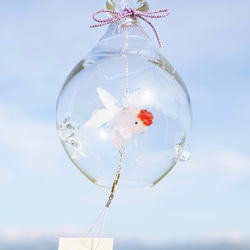 2025年販売開始「 そらとぶきんぎょ　-丹頂- 」　ガラス風鈴 2枚目の画像