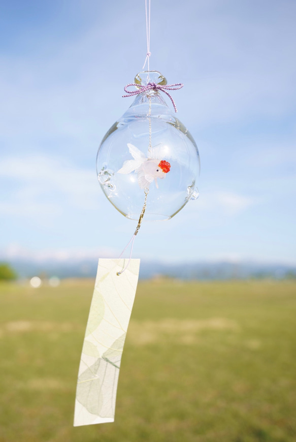 2025年販売開始「 そらとぶきんぎょ　-丹頂- 」　ガラス風鈴 6枚目の画像