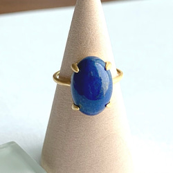 【リング】天然石ラピスラズリ　7～11号　Silver925製・18KGP仕上げ　ハンドメイド 2枚目の画像