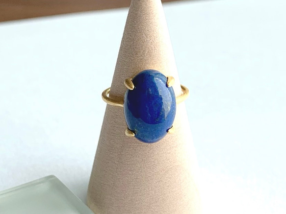 【リング】天然石ラピスラズリ　7～11号　Silver925製・18KGP仕上げ　ハンドメイド 2枚目の画像