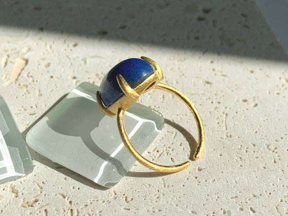 【リング】天然石ラピスラズリ　7～11号　Silver925製・18KGP仕上げ　ハンドメイド 4枚目の画像