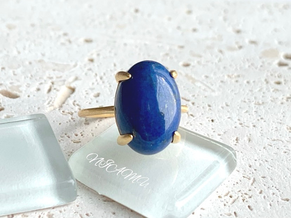【リング】天然石ラピスラズリ　7～11号　Silver925製・18KGP仕上げ　ハンドメイド 1枚目の画像