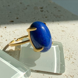 【リング】天然石ラピスラズリ　7～11号　Silver925製・18KGP仕上げ　ハンドメイド 3枚目の画像