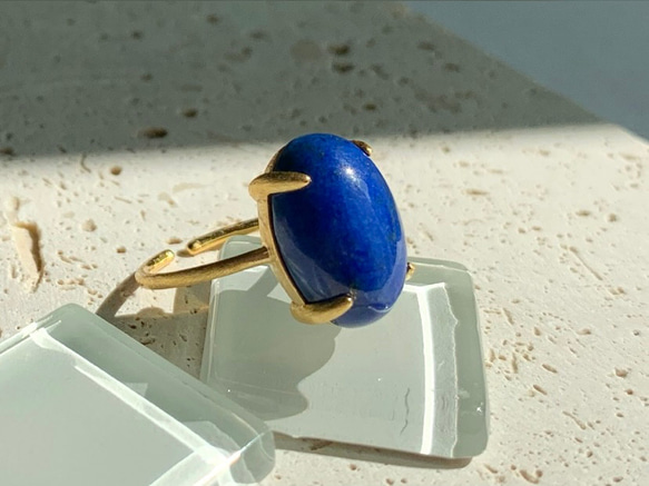 【リング】天然石ラピスラズリ　7～11号　Silver925製・18KGP仕上げ　ハンドメイド 3枚目の画像