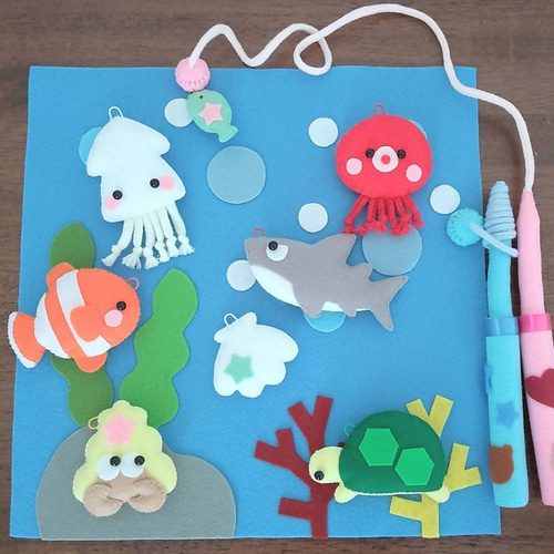 フェルトのお魚釣り♡フェルトのおままごと おもちゃ・人形