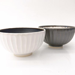 【清水焼】モノクロ飯碗（白） 5枚目の画像